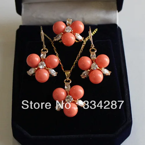 Fine Jewelry Yellow GP Black/blue/pink/red/coral/gold South sea shell pearl earring pendant ring set | Украшения и аксессуары