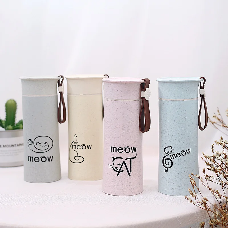 My glass бутылка для воды, пшеничная солома, двойной слой, анти-обжигающая чашка для студентов, портативная чашка для воды, тур, 350 мл, мультяшная бутылка для чая
