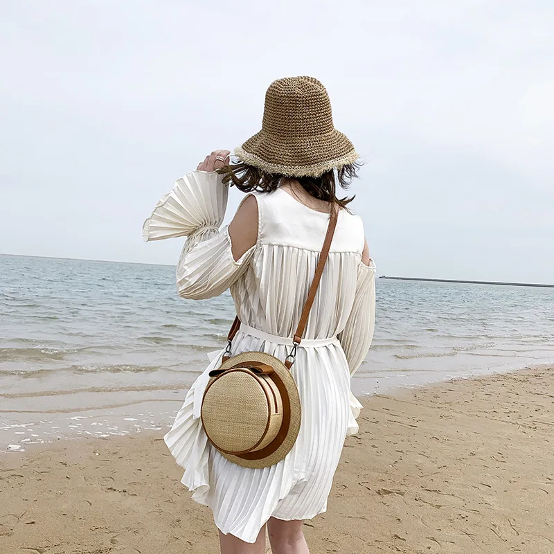 Соломенная Сумка для женщин летняя соломенная сумка ручная работа круглая форма