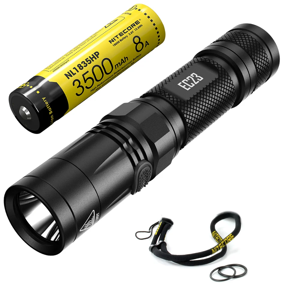 with 3500mah 8A Топ продаж NITECORE 1800LM светодиодный фонарик EC23 18650 перезаряжаемый аккумулятор водонепроницаемый наружный походный портативный фонарь - Испускаемый цвет: with 3500mah 8A