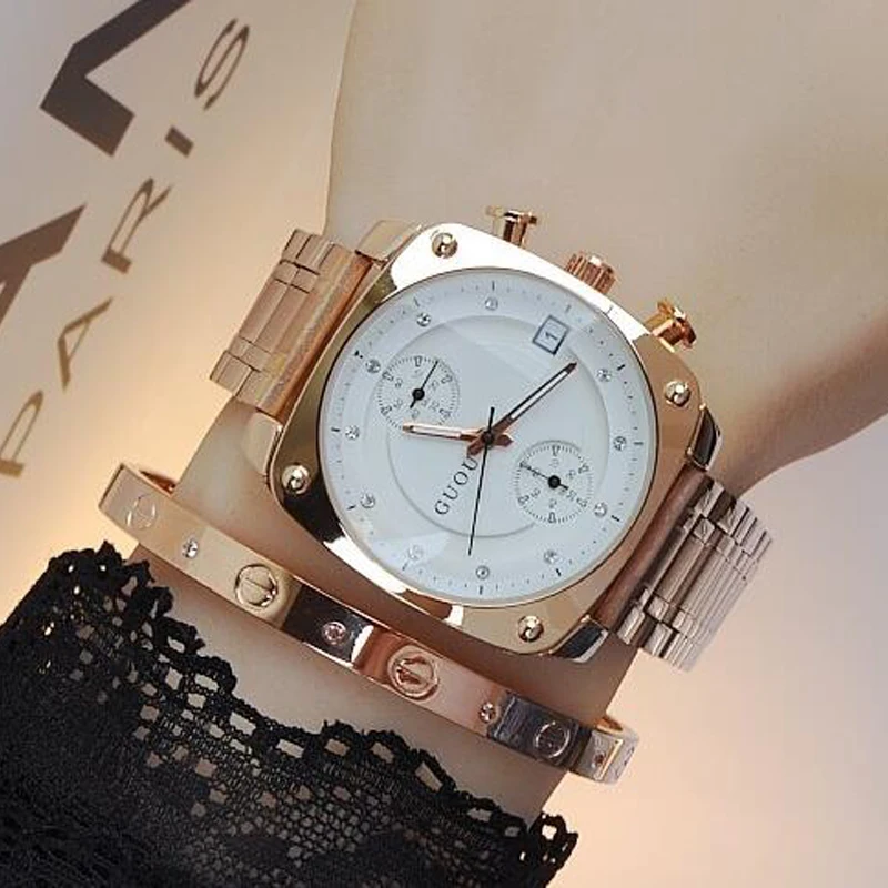 Часы наручные унисекс брендовые Роскошные водонепроницаемые с квадратным