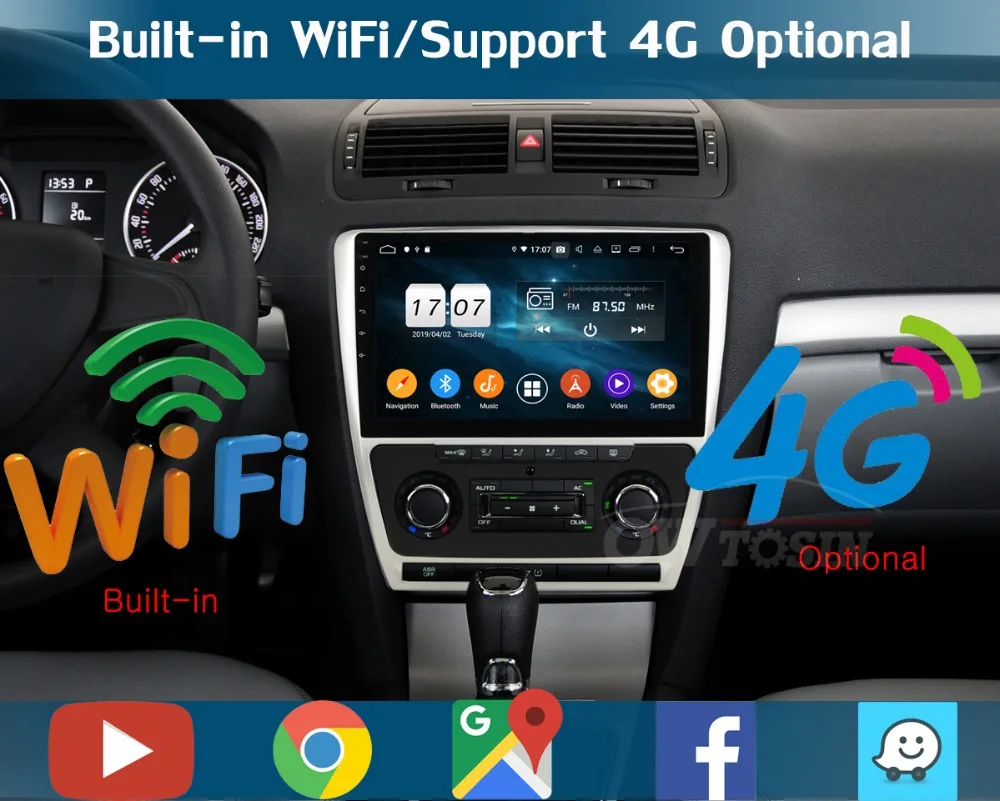 10," ips 8 ядерный 4G+ 64G Android 9,0 автомобильный dvd-плеер для Skoda Octavia A5 2007 2008 2009 2010 2012 2013 gps Радио стерео DSP