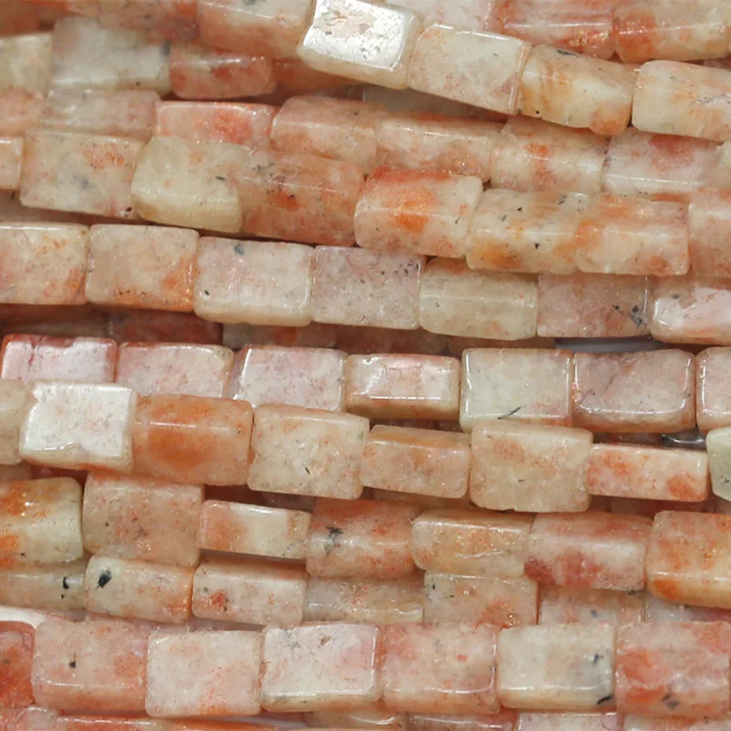 

Natural Africa Pink Orange Sunstone Square Rectangle Shape Loose Stone Beads Fit Jewelry DIY Necklaces or Bracelets 15" 03770