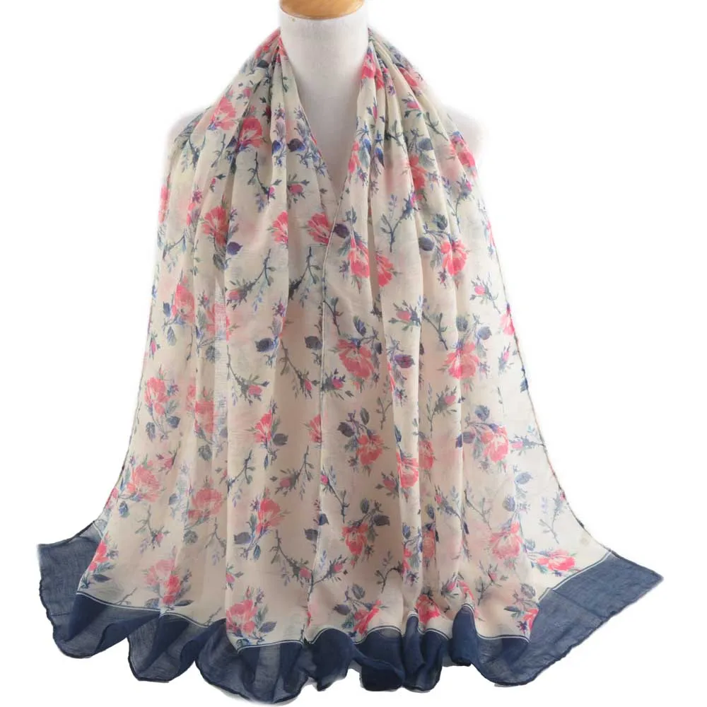 Moda mujer, мусульманский хиджаб, цветочный шарф, шали и шарфы, вискозный цветочный хиджаб, головной убор, Цветочная шаль, летний корейский шарф
