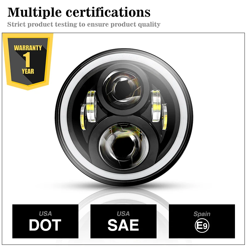 7-дюймовая круглая светодиодная фара 80 Вт с дистанционным управлением