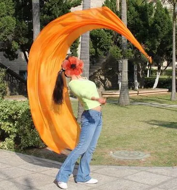 as picture 1 шт. шелковая вуаль+ 1 шт. цепочка POI Ball для женщин танец живота шелковая вуаль пой стример для сцены - Цвет: as picture