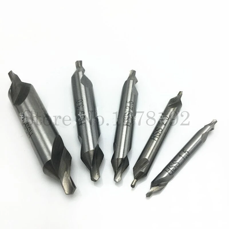 5pcs Set HSS Combined Center Drills Countersinks 60 Degree Angle Bit Tool 1.5 2.0 2.5 3 4mm A Type Without Protective Cone Tools