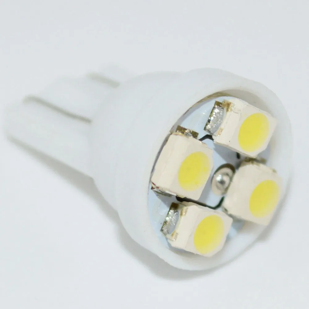 10 шт. T10 4SMD 3528 1210 W5W светодиодные Белые лампы 168 194 192 Светодиодные клиновидные Avto