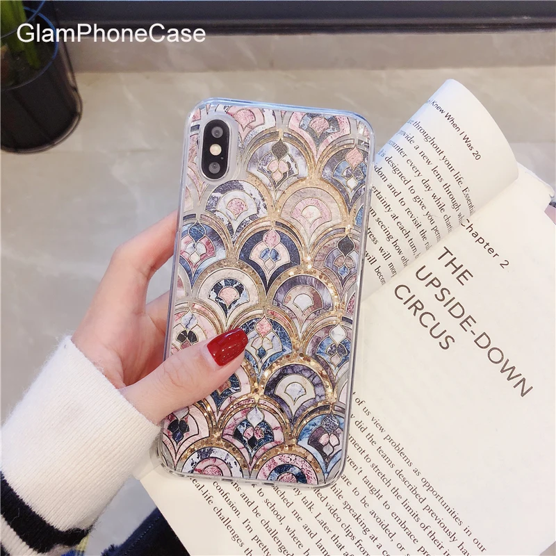 GlamPhoneCase Quicksand Fish Scales Phone Case For iPhone 7 8 Plus Simple Cases XR XS Max 6 6S Cover | Мобильные телефоны и