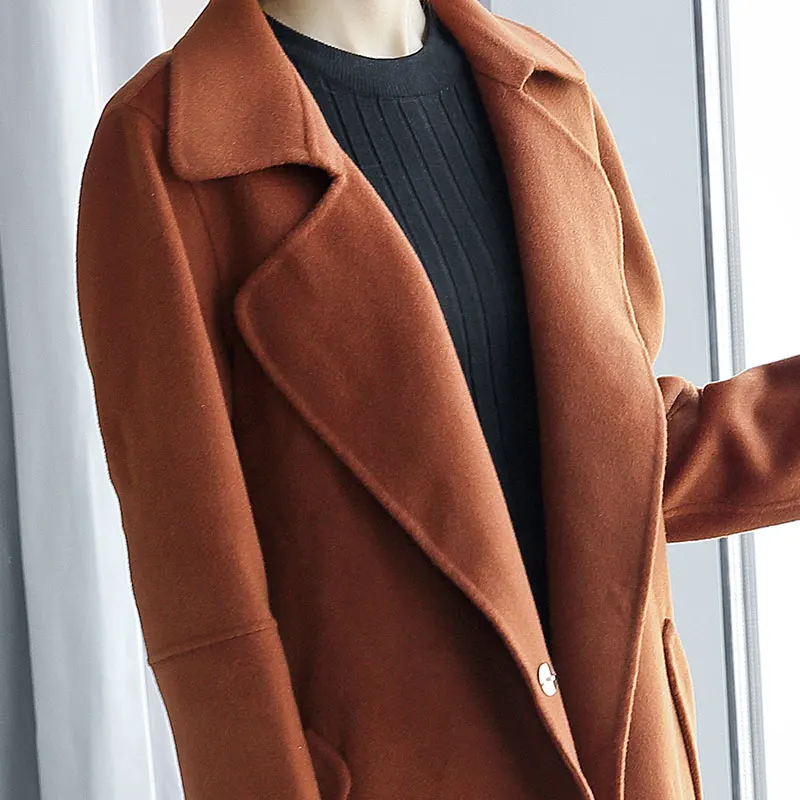 KMETRAM Женская шерстяная куртка Женское пальто зимнее двубортное длинное тонкое