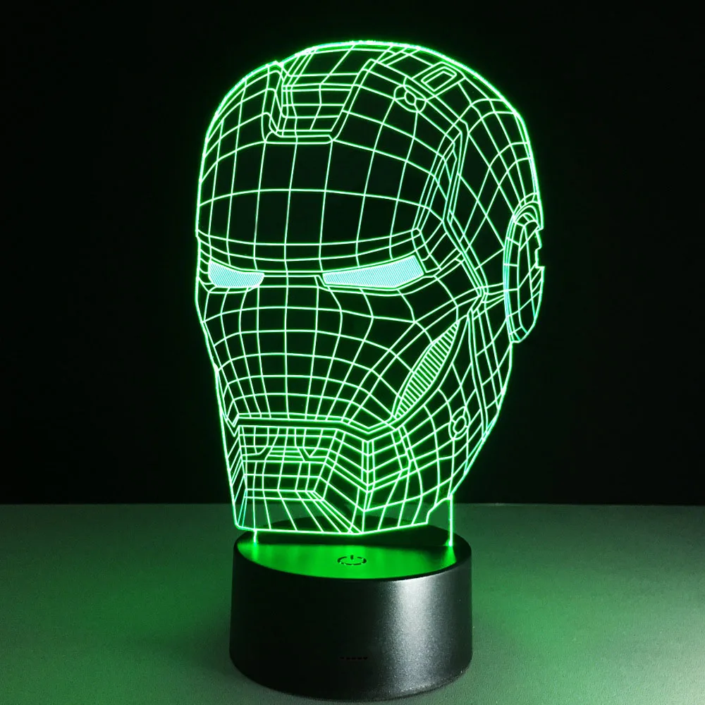 Железный человек светодиодная настольная лампа 3D Оптическая иллюзия ночник
