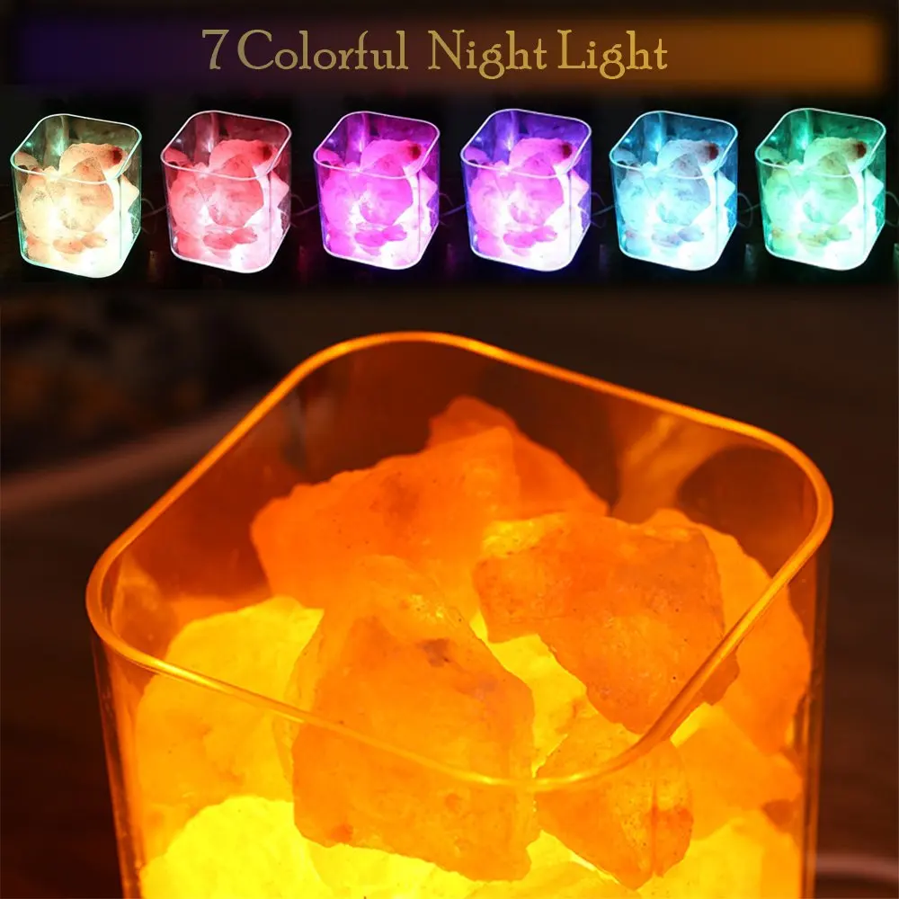USB Crystal Light Природные Гималайской соли лампа Светодиодная создатель Indoor яркая
