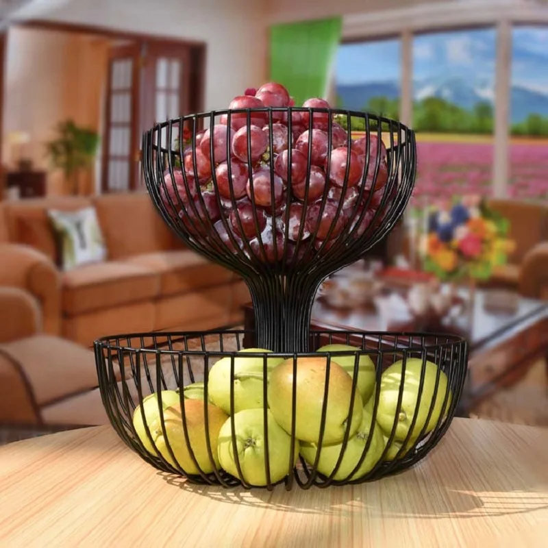 Двухэтажная корзина для хранения фруктов горшки кухонные аксессуары большая