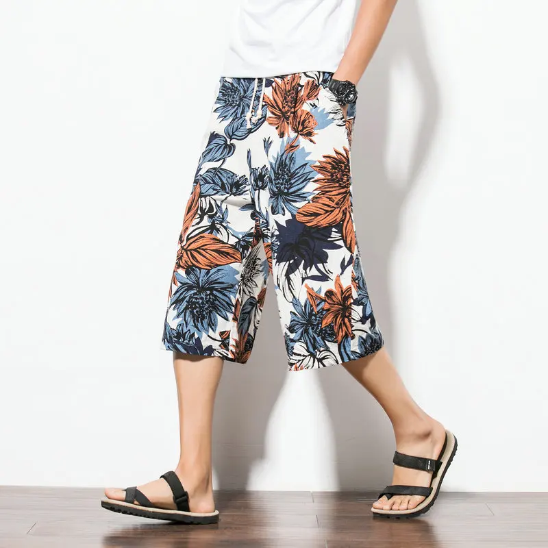 2018 г. летние новые модные ретро хлопка широкие брюки повседневные мужские