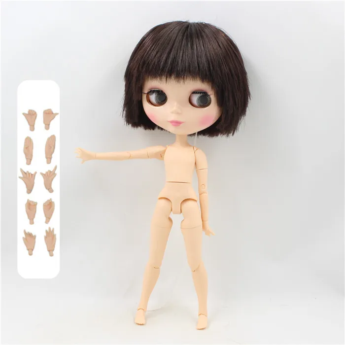 Фабрика blyth кукла мальчик тело BL0312 темно-каштановые короткие волосы суставы тела натуральная кожа 1/6 30 см - Цвет: doll and hand A
