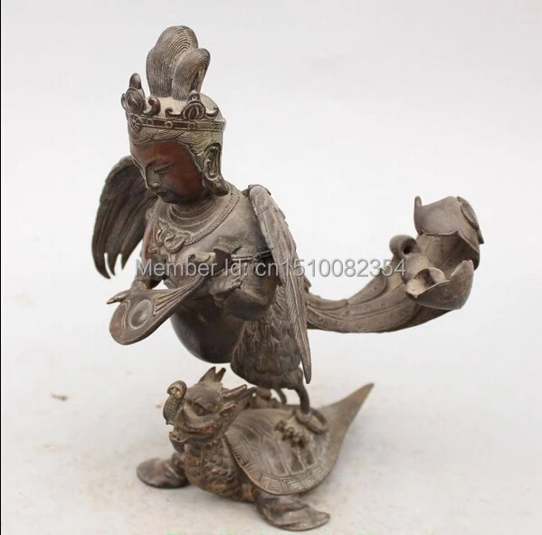 9 &quotТибетский буддизм бронзовый лютэ Феи Сарасвати на черепашке дракона Kwan-Yin