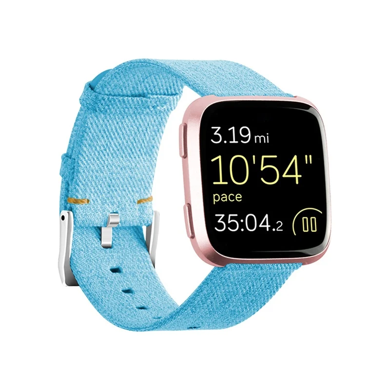 Холщовый ремешок для Fitbit Versa Band Замена стабильный ремешок для часов Fit bit Versa 2 Vesa Lite умный браслет Pulseira - Цвет: Blue