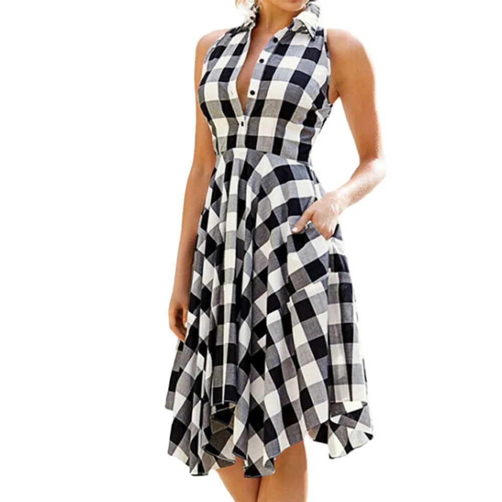 Женское винтажное вечернее платье облегающее клетчатое без рукавов на молнии с