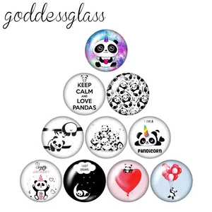С милой мультяшной пандой милый 10 шт. Смешанные 12 мм18 мм20 мм25 мм кабошоны круглые фото демонстрационный стеклянный кабошон с плоской задней частью, украшения своими руками