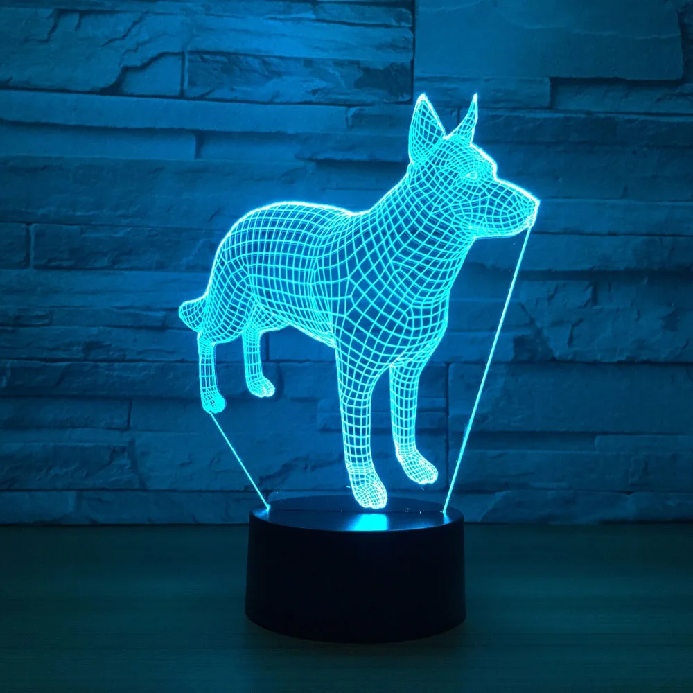 Doberman Pinscher 3D ночные светильники 7 цветов меняющиеся светодиодные новинки Luminaria