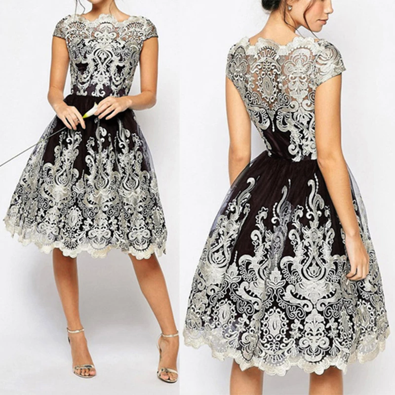 Женское платье Дамское свадебное длиной до колена элегантное вечернее с