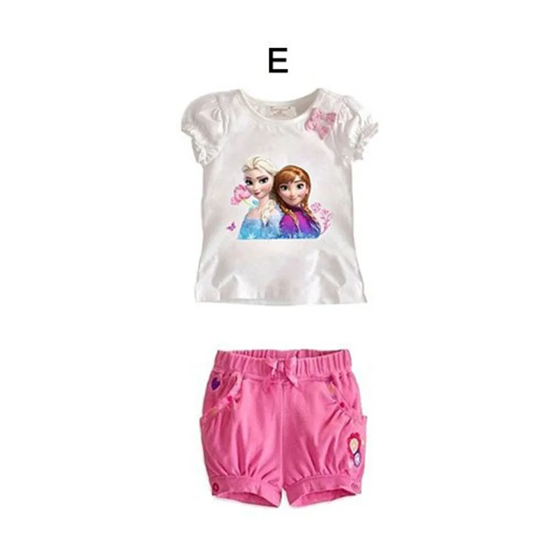 Комплекты летней одежды для маленьких девочек футболка с мультяшной принцессой +