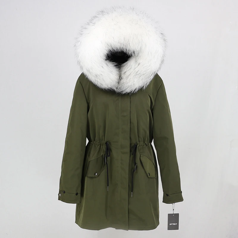 OFTBUY пальто с натуральным мехом, зимняя куртка, Женская длинная парка, воротник из натурального меха, капюшон, Толстая теплая водонепроницаемая верхняя одежда, отстегивается, Новинка