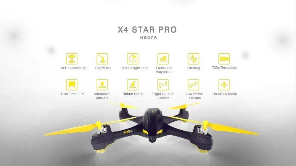 Квадрокоптер Hubsan H507A + с дистанционным управлением X4 Star Pro приложением GPS Waypoint WIFI FPV