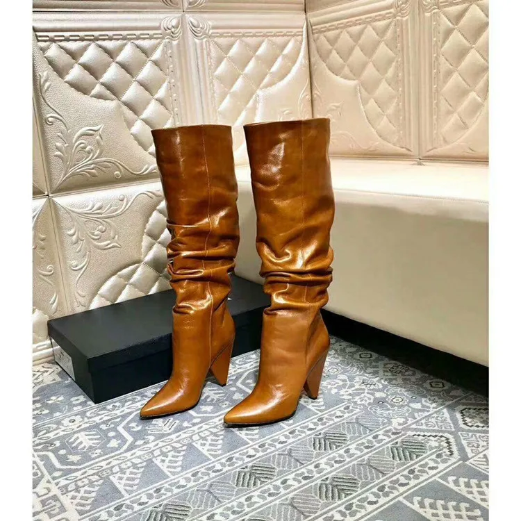 Женские сапоги до колена из натуральной кожи Luxuriou классические зимние