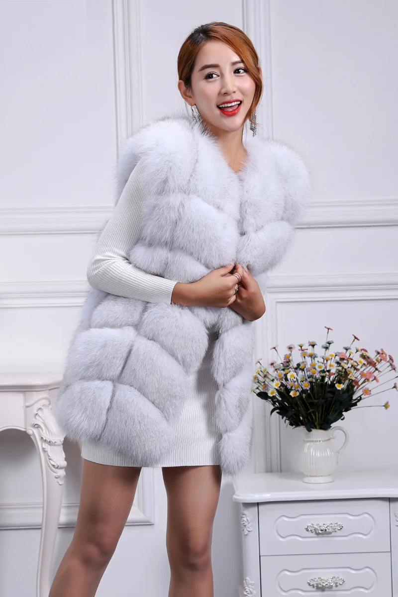 Fur coat female winter whole skin fox fur vest long Korean Slim thin women's clothing clearance special | Женская одежда