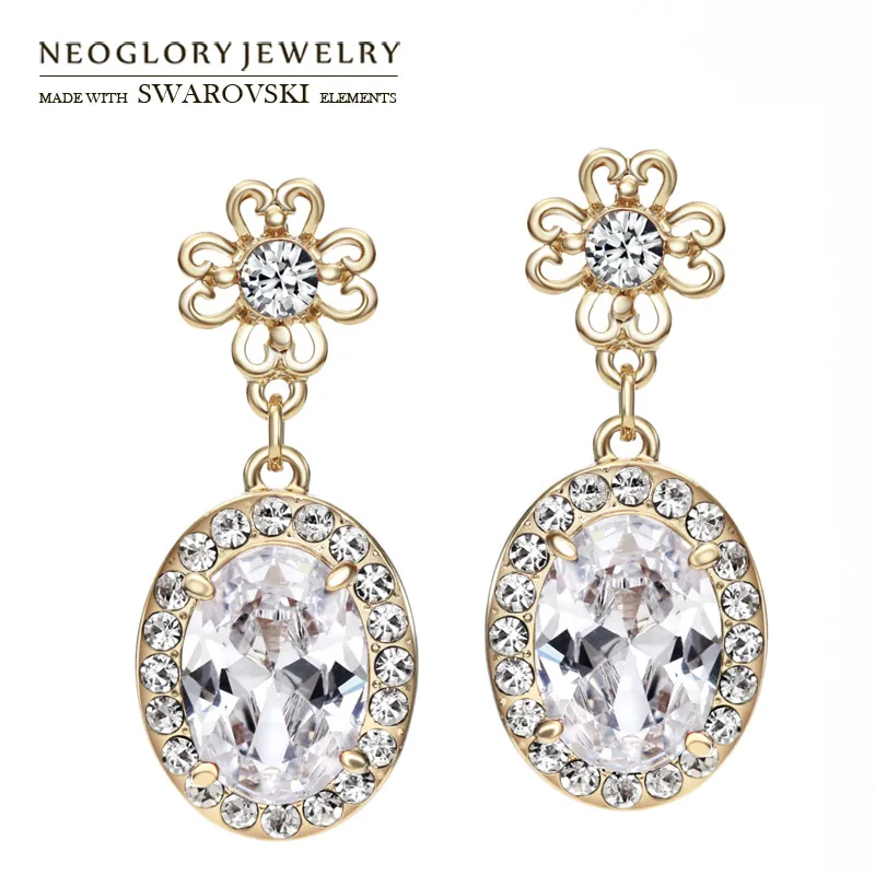 Neoglory австрийский страз и циркон длинные серьги-подвески Винтаж модный подарок