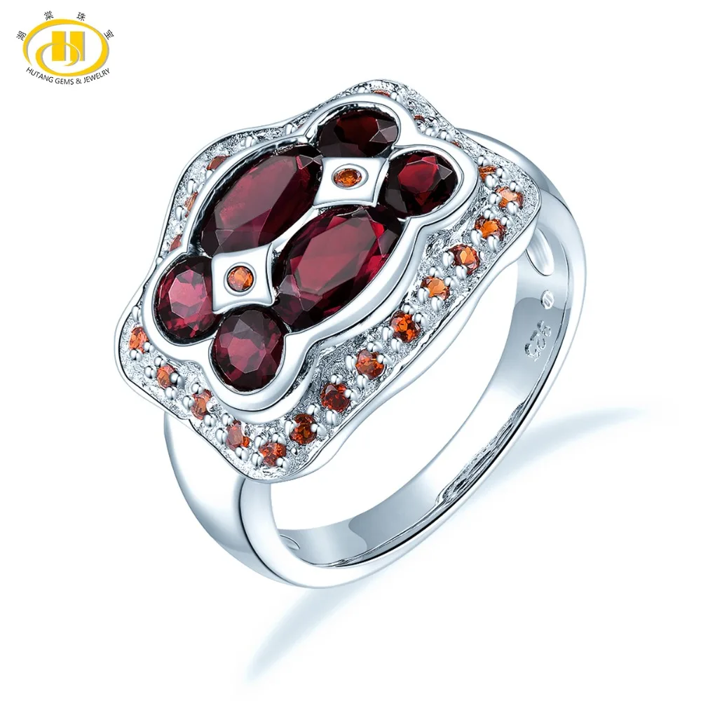 

Hutang Garnet Wedding Ring Solid 925 Sterling Silver 3.67ct Natural Gemstone Fine Fashion Stone Jewelry Women Man Best Gift New