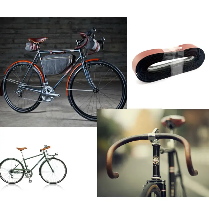

Road Bike Retro Handlebar Tape Cycling A Group Of Two Leather Non-slip Bicycle Handlebar Tape