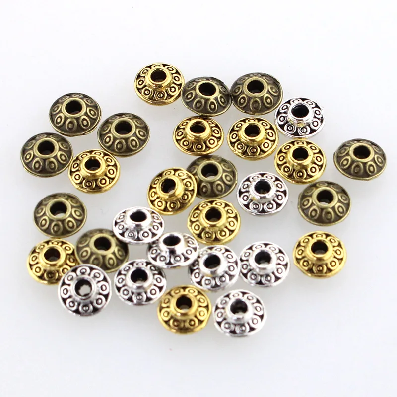 50 шт. диаметр. 6 мм Античные золотые овальные бусины в форме НЛО Для Подвески для