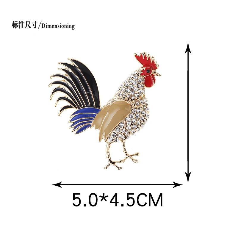 Новинка эмалированная брошь петуха булавки в виде животных стразы заколки