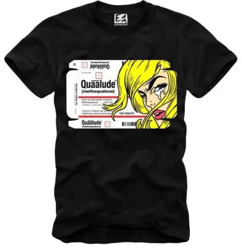 Черный Футболка Quaalude Xanax Valium белая от Dmt Salvia Lsa новые брендовые Топы крутая Повседневная футболка - Цвет: Черный