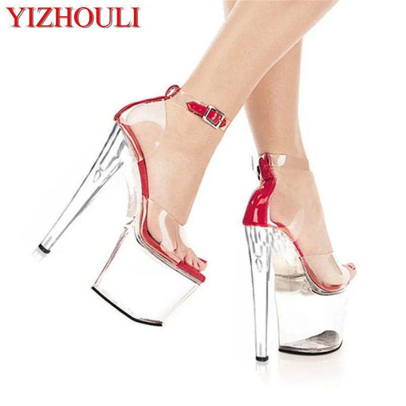 20cm high-heeled shoes sexy shoes full transparent crystal bag sandals performance shoes 8 inch High-heeled Dance Shoes