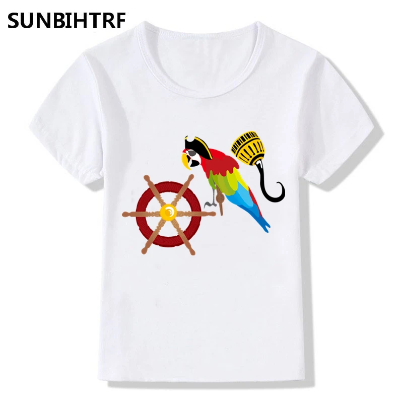 2018 детский модный принт штурвала попугай ручной Футболка Одежда для малышей