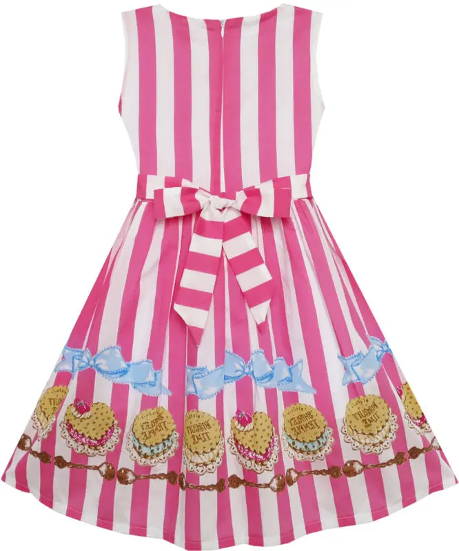 Sunny Fashion платья для девочек новогодние костюмы В полоску печенье Галстук-бабочка