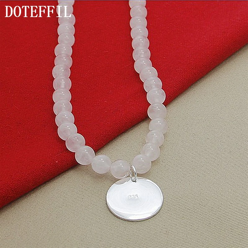 Женская подвеска из розового агата DOTEFFIL ожерелье с круглым кулоном