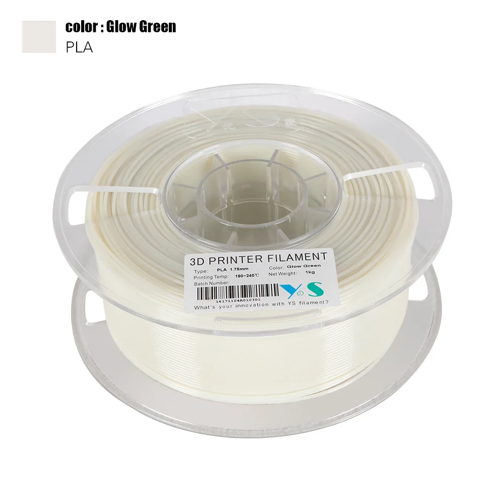 YouSu 3D PLA Filament 1.75MM High Tenacity Glow in the Dark Filaments Printing Consmables for 3D Printers 1KG Spool