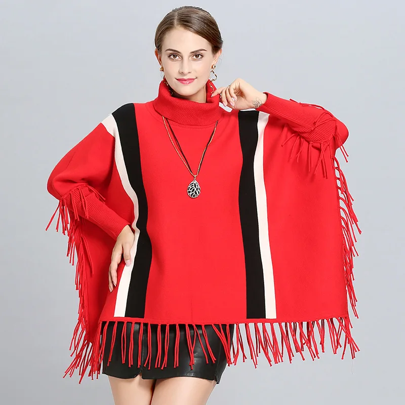 

LaMaxPa 2018 Winter New Women Warm Striped Oversize Cashmere Shawls Wraps Cape Femme Coat Poncho Long Tassel High Quality