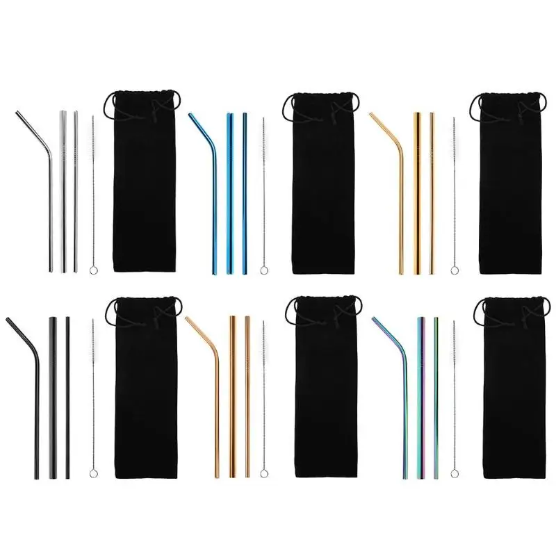5 шт. разноцветные многоразовые питьевые соломинки из нержавеющей стали винтовые