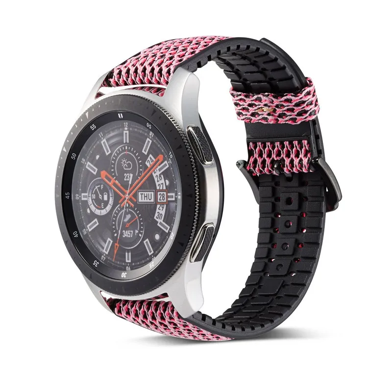 pink Ремешки для наручных часов для samsung Galaxy Watch 46 мм, силиконовый ремешок с кожаным ремешком 22 мм для samsung gear S3 Frontier/Classic - Цвет ремешка: pink