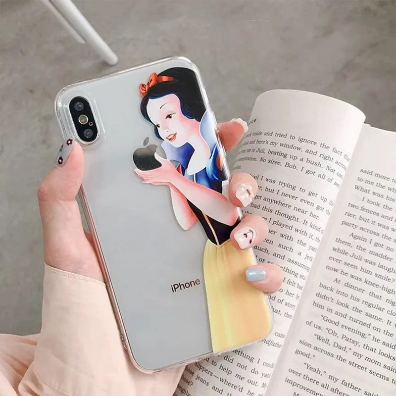 Чехол для телефона с рисунком принцессы Белоснежки iPhone 7 8 6 6s puls X XS MAX XR прозрачный