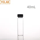 Лабораторное химическое оборудование, циклаб 40 мл, стеклянная бутылка для образцов, прозрачный винтовой флакон для сыворотки с пластиковой крышкой и полиэтиленовой прокладкой