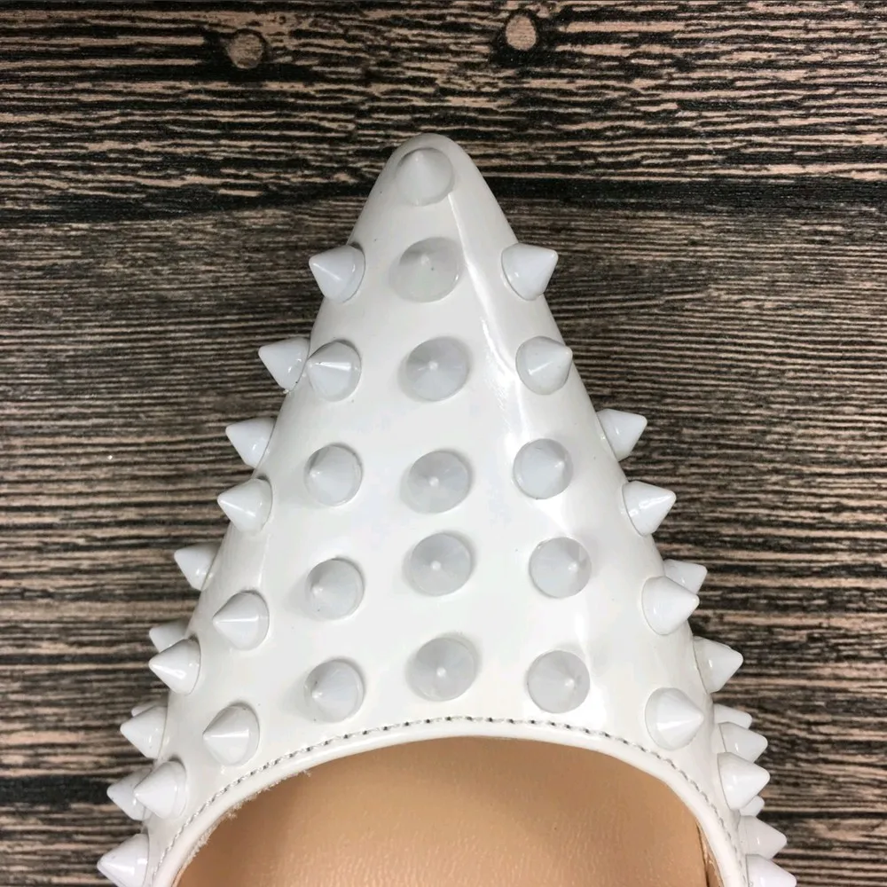 Туфли лодочки на высоком каблуке 10 см 12 из искусственной кожи с заклепками|heel