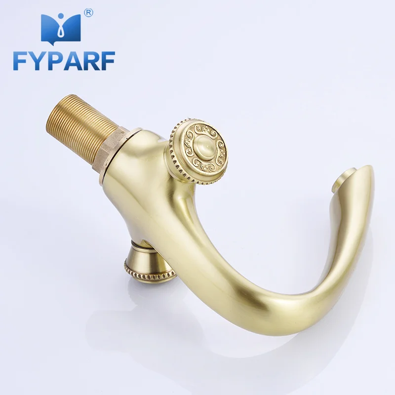 

FYPARF Waterfall Gold Bathroom Faucet Vessel Mixer Water Tap Double Handle Hot and Cold Brass Basin Faucets China Sanitary Ware