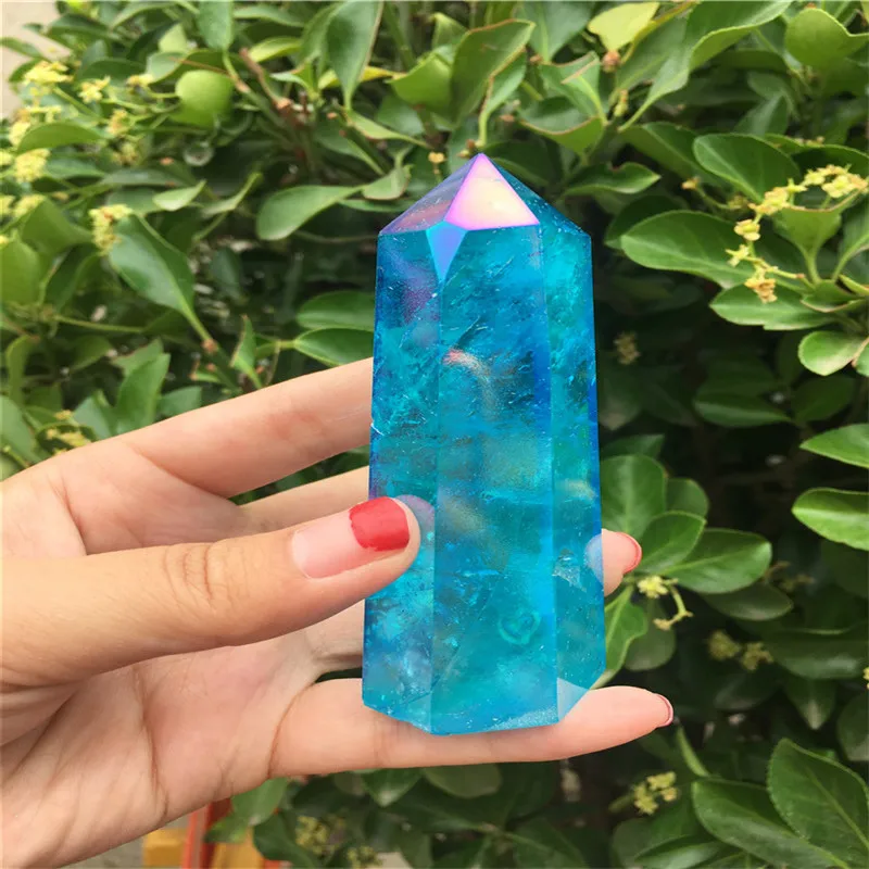 1 шт. натуральный красивый синий кварцевый кристалл радужные пятна|Камни| |