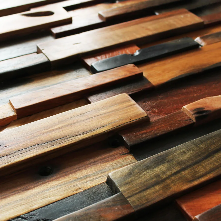 Ancient Boat Wood mosaics interior wall tiles glaze kitchen decoration material solid wood panel random pattern backsplash |